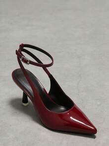 Women's Sexy Versatile Buckle Strap Stiletto High Heel Shoes, Fashion Pointed Toe Bridesmaid Shoes, Breathable Fairy Style High Heels - Red - View 7