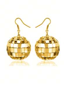 1對銀色迪斯可球形聖誕耳環 - 銀色 - 查看 9