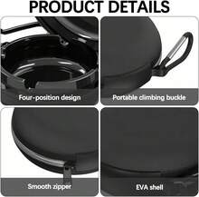 Duftender Taschenaschenbecher, ideal für unterwegs, leicht zu öffnen, großes Fassungsvermögen, perfekt für Reisen - Schwarz - Übersicht 3