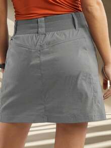 Womens Mid Rise Athletic Skirt Casual Tennis Golf Hiking Relaxed Fit Sports Skirt Grey - Grey - View 2
