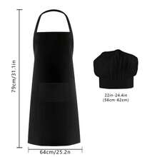 Polyester Koch Schürze und Mütze Set, Frontfaschen Design, elastisches Stirnband, geeignet für Kochen, Backen, Malen - anwendbar für Halloween, Thanksgiving, Weihnachtsparty Zubehör - Set