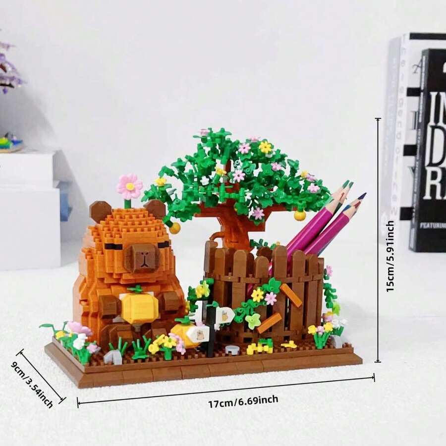 1000+Pcs Micro Particle Hamster Pen Holder, Combines Ornament And Practical Stationery Function, Stable Assembly, Gift Box Version, Ideal For Back To School/Birthday Gift - Multicolor - View 1