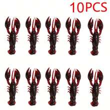 10/25 piezas Juego de señuelos de pesca suaves, incluye señuelos realistas de cangrejo de río/camarón - Señuelos de camarón flexibles para agua dulce y salada, cebos con anzuelos sin enganches similares a la vida real adecuados para pez serpiente, carpa, lubina, bagre - Todo el año - Imitación fácil - Multicolor - Ver 11