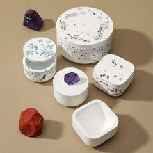 1件天然石砾宝石雕刻透石膏盘圆形水晶碗灵气疗愈冥想装饰能量宝石斋月圣诞节礼物 - 石膏碗 - 查看 4