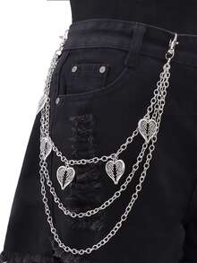 1pc Three-Layer Star Waist Chain, Chain Five-Pointed Star Decoration, Punk Waist Chain Pants Chain Accessory, Suitable For Long Pants, Denim Shorts And Jk Skirts - Chain Random - Silver - View 16