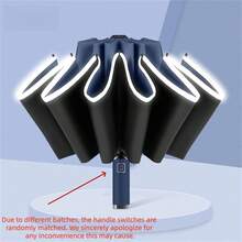 1 pezzo Ombrello super grande da 10 stecche con chiusura inversa, stile business casual, leggero e portatile con protezione UV, ombrello antivento e impermeabile multifunzione per pioggia, disponibile in più colori per uomo e donna