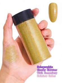 80g/2.85oz Holographic Ultra-Fine Glitter, 1/128" Resin Glitter Sequins, Suitable For Tumblers, Resin Crafts, Slime, Nail Art, Holiday Decorations, Christmas Ornaments - 薑色 - 查看 1