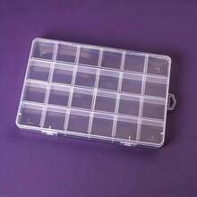1 pieza Caja de almacenamiento de plástico transparente con 10/12/15/24/28 compartimentos fijos, caja de almacenamiento multifuncional para pendientes, anillos, joyas, suministros de arte de uñas, herramientas de uñas, accesorios de uñas, decoraciones de joyas, un regalo ideal para mujeres - Multicolor - Ver 7