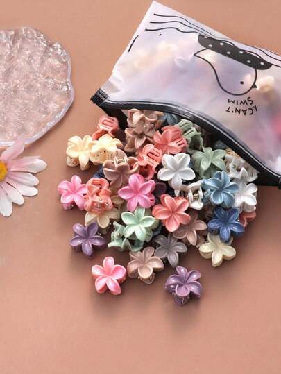 10/20/30pcs Retro Morandi Chrysanthemum Flower Hair Clips, Small Colorful Floral Hair Accessories For Ponytail, Suitable For Daily Makeup, Stage Performance, Outdoor Activities, Comes With Storage Bag Elegant Claw Clips Casual Hair Claws Summer