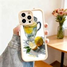 Cubierta de teléfono con borde negro diseño de limón y taza de agua fresca para uso diario - Burdeos - Ver 4