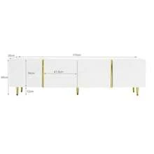 High-Gloss TV Cabinet With Four Doors, Modern And Simple, In White - White - View 5