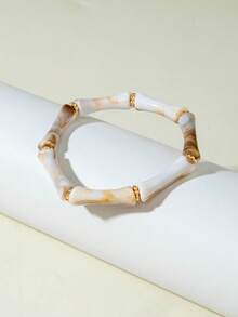 imoli 1pc Acrylic Tie Dye Bamboo Bead CCB Bracelet, Unique Jewelry Gift For Women, Suitable For Daily Wear And Any Occasion - Multicolor - View 6