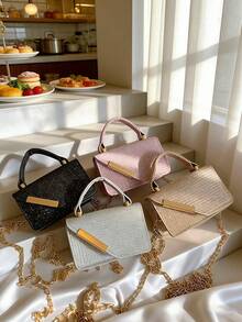 1pc This Stylish, Sparkly Mini Handbag With Magnetic Closure Is Perfect For Evening Wear. Its Unique Design Makes It A Versatile And Chic Shoulder/Crossbody Coin/Lipstick Pouch, Suitable For Everyday Use. Available In Multiple Colors, This High-Quality Bag Is An Essential Fashion Item For Ramadan And Also Makes A Perfect Gift For Friends. - Mini Crossbody Bag - View 1