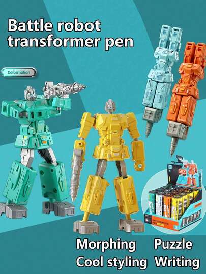1pc Robot Transformable Pen, 2-In-1 Creative Stationery That Writes And Transforms, DIY Transformable Stuff, Gift For Boys, School Supplies, Children's Day Gift