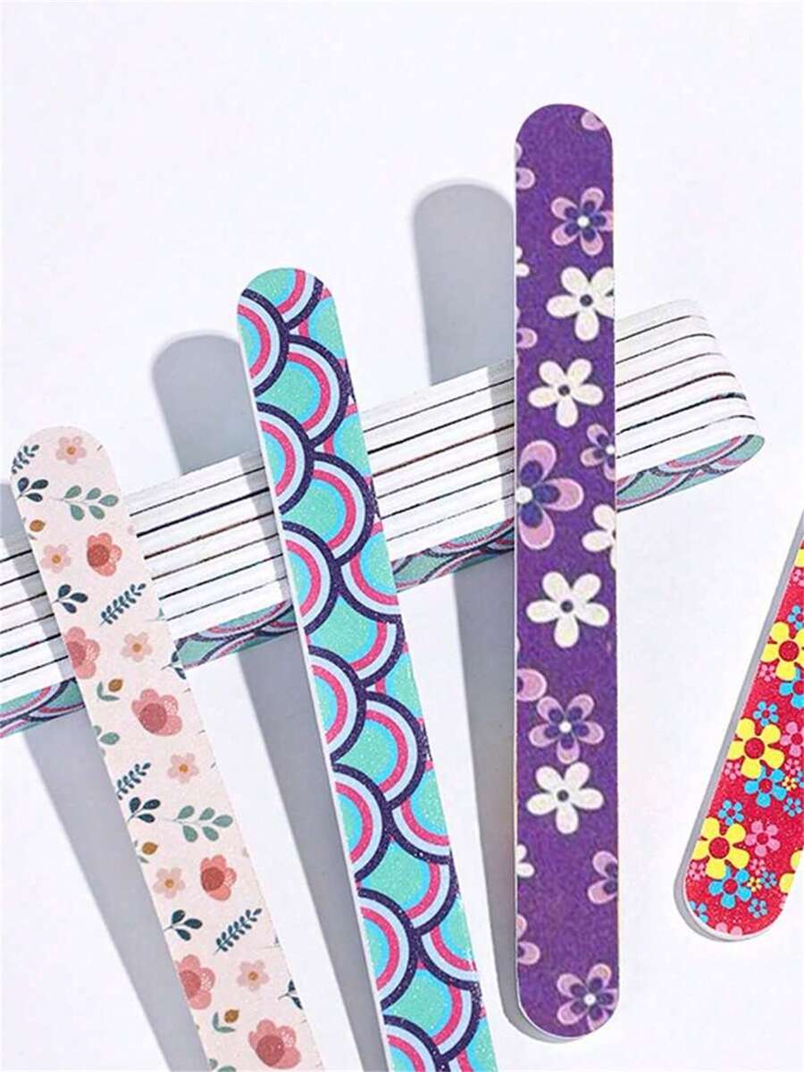 8/4pcs EVA Nail File, Double-Sided Printed Nail Buffers, Nail Care & Manicure Tools Suitable For Women, Great Gift - Multicolor - View 1