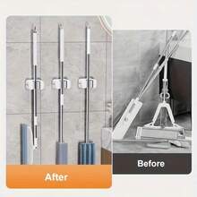 1pc Heavy Duty Wall Mount Tool Holder - Rust-Proof Stainless Steel Rack For Mop Broom Garage Garden - Multicolor - View 5