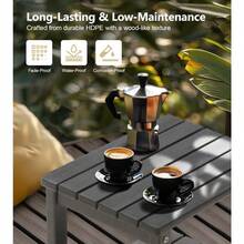 PASAMIC - Mesa Auxiliar Cuadrada Addack de 2 Niveles mesas auxiliares para Exteriores de HDPE de 17 Pulgadas Mesa Auxiliar Resistente a la Intemperie para Patio Patio Piscina compañero de - Gris - Ver 7