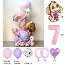 汪汪队立大功卡通铝箔气球套装，数字生日气球，适合生日派对、婴儿派对装饰和礼物