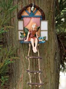 1pc Outdoor Resin Window/Door Statue - Fairy Tale Design, Moss Cottage, Green Plants And Tree Face, Wall-Mounted Garden Decor, Suitable For Thanksgiving, Christmas, New Year Atmosphere, Outdoor Yard Lawn Decoration - Multicolor - View 10