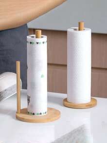 1个/天然竹制纸巾架和保鲜膜收纳架 - 一款优雅的台面收纳架，适用于厨房、浴室和客厅。 - 彩色 - 查看 8