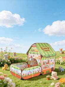 儿童农场花园别墅帐篷（含球池，不含球），大型便携式游戏帐篷，可折叠游戏屋，弹出式城堡帐篷，室内/室外家庭露营帐篷，派对帐篷和沙滩玩具，节日礼物，复活节、圣诞节、万圣节礼物 - 彩色 - 查看 4