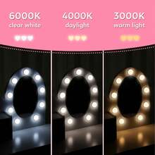 Juego de Cambiador para niñas con luz y Espejo, Mesa de Maquillaje y Taburete para niños, Juego de Vestir de Madera para 4-9, Color Blanco - Blanco - Ver 4