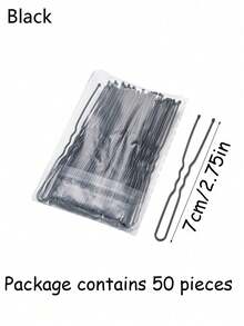 100个/20个装 女士简约时尚街头休闲可爱优雅便捷合金黑色金属U型发夹，尺寸分别为1.97英寸/2.36英寸/2.75英寸，适合女性日常通勤、度假、盘发、沐浴、运动等场合，可作发饰、发夹、发卡、发饰、学习用品、套装、头部配饰、发夹 - 黑色 - 查看 8