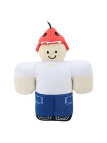 27cm/10.62in Dino Kid Plush 99 Nights In The Forest Red Hat And White Clothes Person Stuffed Animals Plushies Decorate Creative Gifts For Kids Birthday Party Home Girls Room Decor Game Collector - Blue and White - View 2