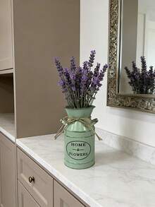 4-Color Vintage Milk Can Vase - Mint Green, Light Purple, Warm Brown, Soft Pink. Each With Jute Rope Decor And "HOME & FLOWERS" Print. Compact Size Suitable For Tabletop, Entryway, Etc. Can Hold Artificial Or Dried Flowers. Soft Colors Fit Various Home Decor Styles. Serves As Both Floral Container And Decorative Accent Piece. - Imprinted Double-eared Teapot - View 5