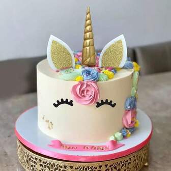 Reusable Gold Unicorn Cake Topper With Eyelashes - Handmade Horn Design, เหมาะสำหรับวันเกิด, งานแต่งงาน และให้เป็นของขวัญ, เหมาะสำหรับฤดูหนาว, ปีใหม่ - อุปกรณ์ตกแต่งเค้กปาร์ตี้, วางซ้อนกันได้