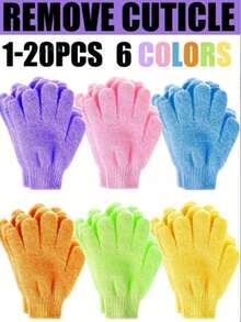 6/10/20pcs Random Color Exfoliating Gloves, Double-Sided Scrub Gloves, Bath Gloves, Body Massage Cleaning Gloves - Multicolor - View 9