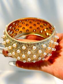 1pc Multi-Element Punk Silver Geometric Beaded Bracelet, With Elastic Stretch Design Street Hip-Hop Fashion Bangle, Women Jewelry Gift - Multicolor a - View 8