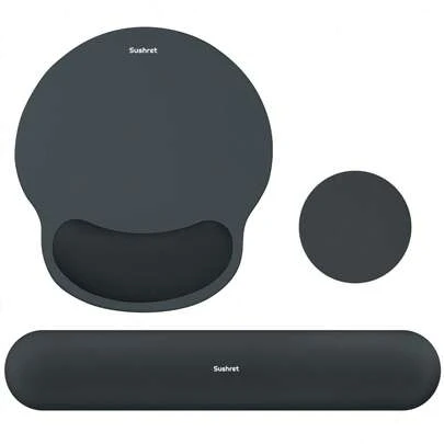 Alfombrilla de ratón ergonómica de espuma de memoria de gel 3 en 1 con reposamuñecas, alfombrilla de ratón para juegos antideslizante con reposamuñecas, adecuada para escritorio de computadora y oficina, accesorio de escritorio lindo, ideal para oficina en casa y juegos, regalo de Navidad perfecto, actualización de escritorio, suministros de oficina esenciales, reposamuñecas para el trabajo o el estudio diario