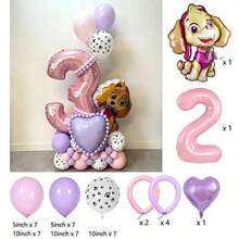 汪汪队立大功卡通铝箔气球套装，数字生日气球，适合生日派对、婴儿派对装饰和礼物