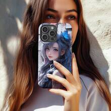 Funda de Teléfono de Entrega Local: Chica Anime de Pelo Azul Tatuaje Mate Esmerilado Funda 2 en 1 - Mate Premium + Fácil de Limpiar| para iPhone 11/12/13/14/15/16/17/Plus/Pro/Pro Max| Opción de regalo de bajo mantenimiento - Blanco - Ver 8
