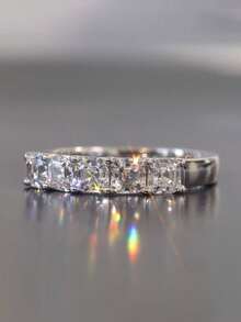 1pc Luxury Cubic Zirconia Ring, Women's Wedding Engagement Party Jewelry, Valentine's Day Gift - 1# - View 23