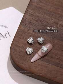 5/10 piezas Nuevos productos terminados de cristal de imitación de zirconia transparente para decoración de uñas, adornos de uñas con forma de corazón/óvalo/bola brillante y apilable de alta gama, suministros para uñas - Blanco - Ver 15