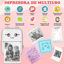 Lostrain Mini Impresora Termica, Impresora Portátil Instantánea con 14 Rollos de Papel,Printer Instantánea Bluetooth sin Tinta para iOS y Android,Ideal para Etiquetas\/Notas\/Tareas Escolares\/Fotos - negro - Ver 2