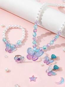 5-teiliges Kinder Schmuckset Mädchen Mit Perlen Bogen Muschel – Party Geschenk