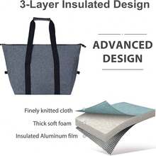 Reusable Insulated Cooler Bag With Zipper For Food, Thick Aluminum Foam Carrier Bag For Frozen Products - Màu Đỏ Sâu - Xem 7