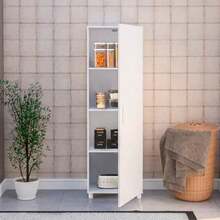 MOBI Alacena de Madera para Cocina Helsinki - 1 Puerta 3 Estantes Color Blanco - Largo 46cm x Alto 142cm - Mueble para Almacenamiento de Despensa - Multicolor - Ver 1