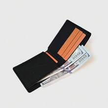 Men's Short Wallet With Dual Bill Compartments, Flip Cover Business Coin Purse, Luxury Credit Card Holder - Black - View 7