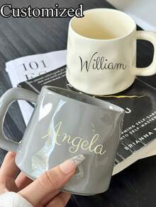 Handmade Ceramic Coffee Mug - Asymmetrical Nordic Style Cup, Suitable For Tea And Coffee, Reusable, Ideal For Couples, Hand Wash Only, Ceramic Cup | Nordic Style Cup | Smooth Texture Cup - Multicolor - View 2