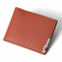 Cartera corta para hombres estilo coreano borde de hierro cartera horizontal para jóvenes conúltiples ranuras para tarjetas, tarjetero de negocios moderno - Poco profundo - Ver 12