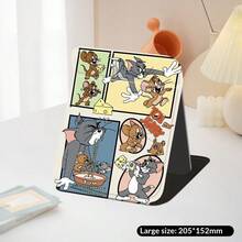 1个华纳兄弟汤姆和杰瑞联名款可折叠旅行镜，卡通漫画图案便携式化妆镜，可爱动画互动场景梳妆镜，桌面/手持两用 - 彩色 - 查看 9