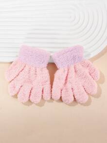 1 Paar Kleinkind Mädchen einfarbige minimalistische dicke warme Fleece Fäustlinge, 1-3 Jahre, Herbst/Winter