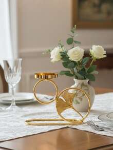 1件/套烛台/蜡烛，创意个性化家居装饰，房间装饰/家居装饰/桌面装饰，适用于户外露台、办公桌、烛光晚餐，营造室内氛围，适用于婚礼、家庭聚会、派对、告白、餐桌装饰、感恩节/圣诞节/万圣节 - 金色 - 查看 14