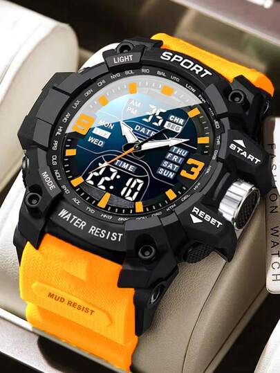 1 件多功能防水运动电子表，双显示屏，适合日常佩戴，馈赠佳品