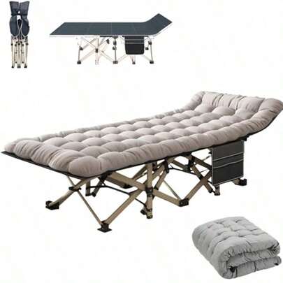 Cama de Camping Portátil para Adultos - 190 CM de Largo Extra Ancha Robusta Plegable - Con Colchón y Bolsa de Transporte - para Oficina Casa Siesta