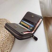 Cartera para Mujeres Versión Coreana Simple Cartera a Cuadros Estudiante de Secundaria Retro Monedero Corto Tarjetero Ranuras paraúltiples Tarjetas - Blanco - Ver 5